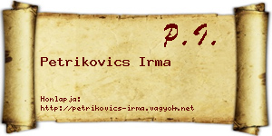 Petrikovics Irma névjegykártya