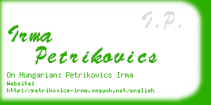 irma petrikovics business card